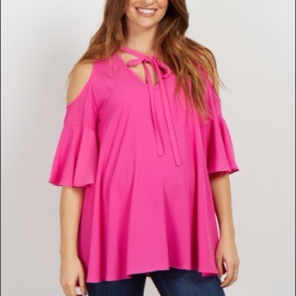 PinkBlush Magenta Cold Shoulder Blouse